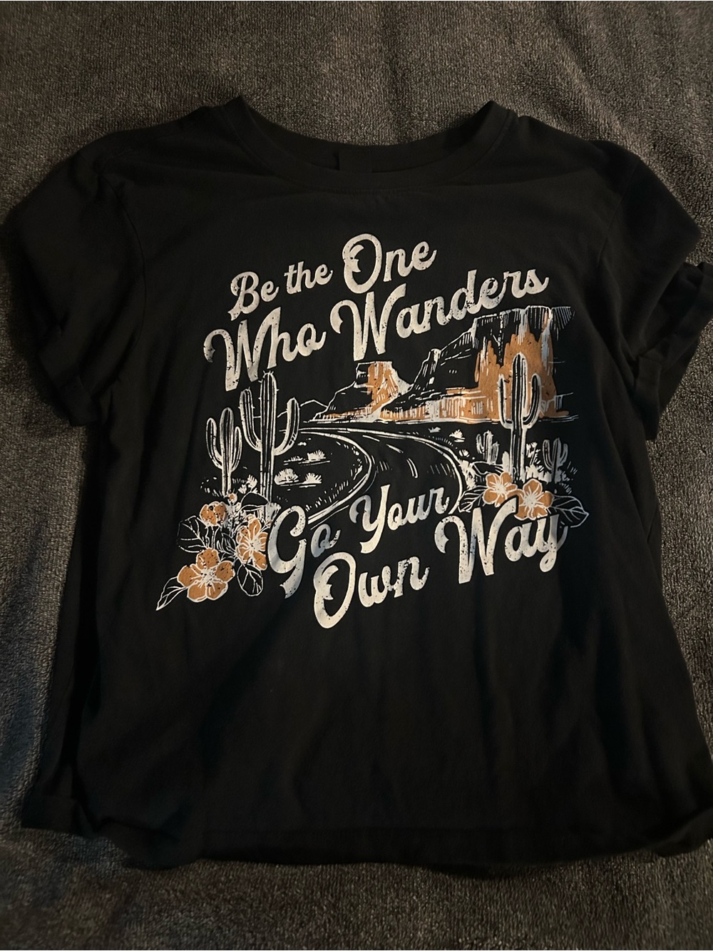 Black Graphic Tee - 'Be the One Who Wanders'